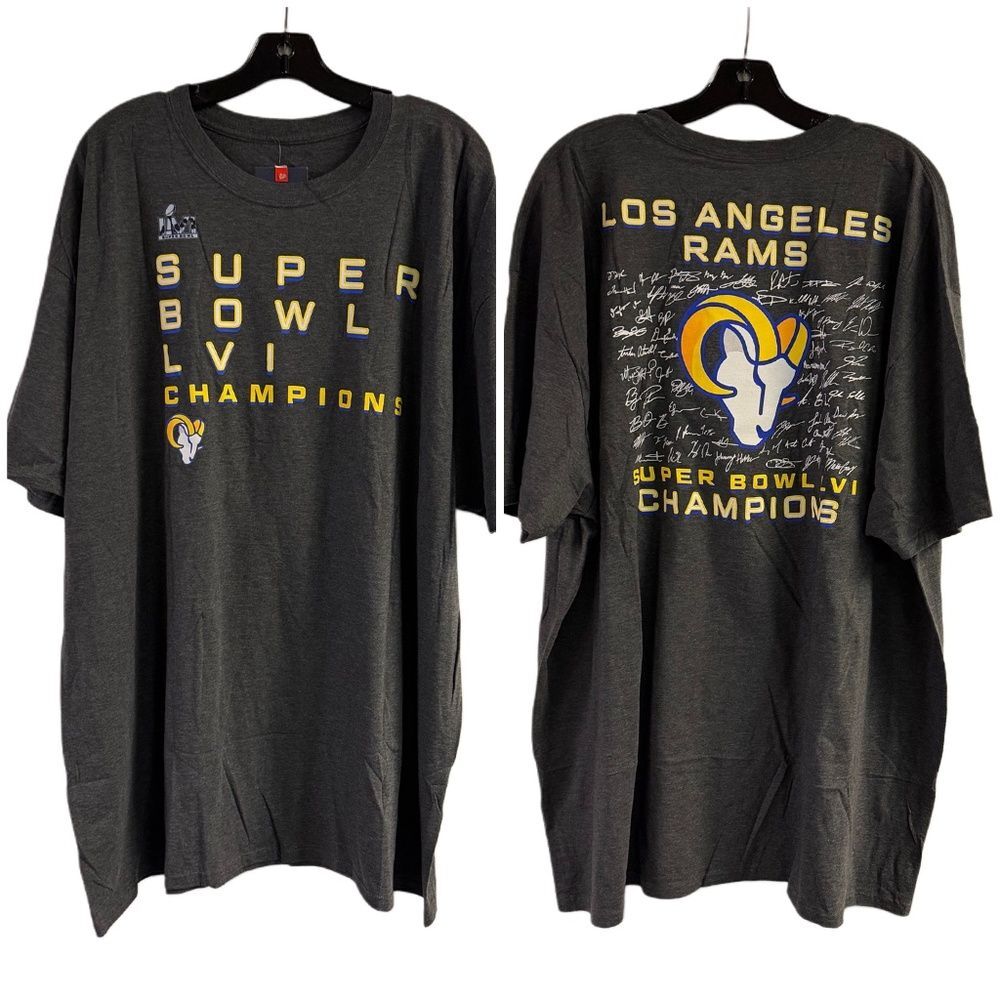 NWT Fanatics Los Angeles Rams Super Bowl Champs Gray T-Shirt Size 4XL